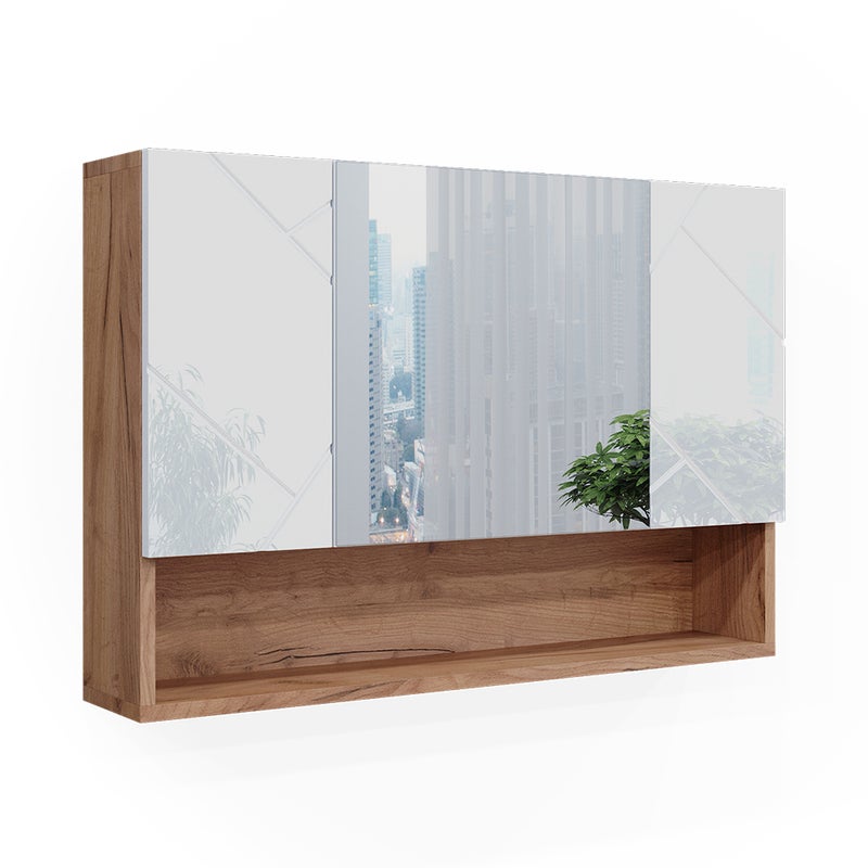 Vicco Szafka z lustrem w łazience Irma, Biały wysoki połysk/złoty dąb power, 80.1 x 55 cm