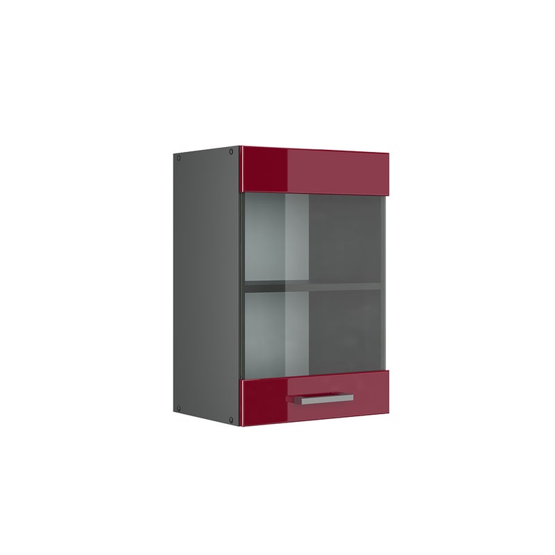 Vicco Szklana szafka kuchenna R-Line, Czerwony połysk, 40 cm