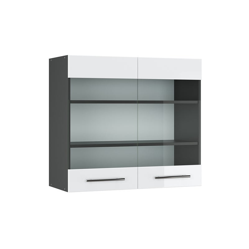 Vicco Szklana szafka kuchenna Fame-Line, Biały wysoki połysk, 80 cm