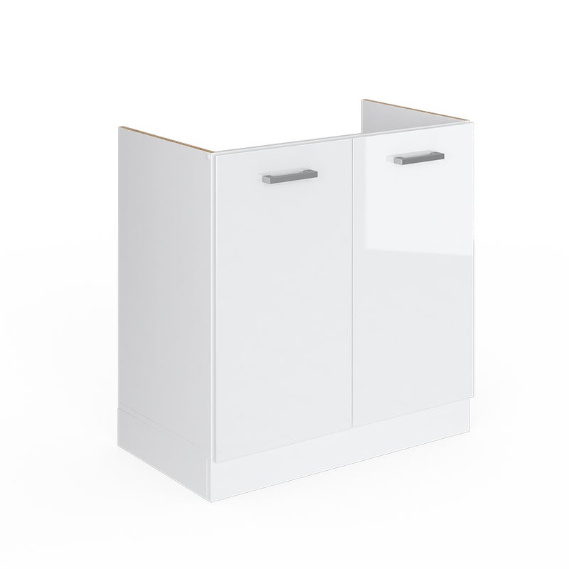 Vicco Szafka pod zlew R-Line, Biały wysoki połysk, 80 cm bez blatu roboczego