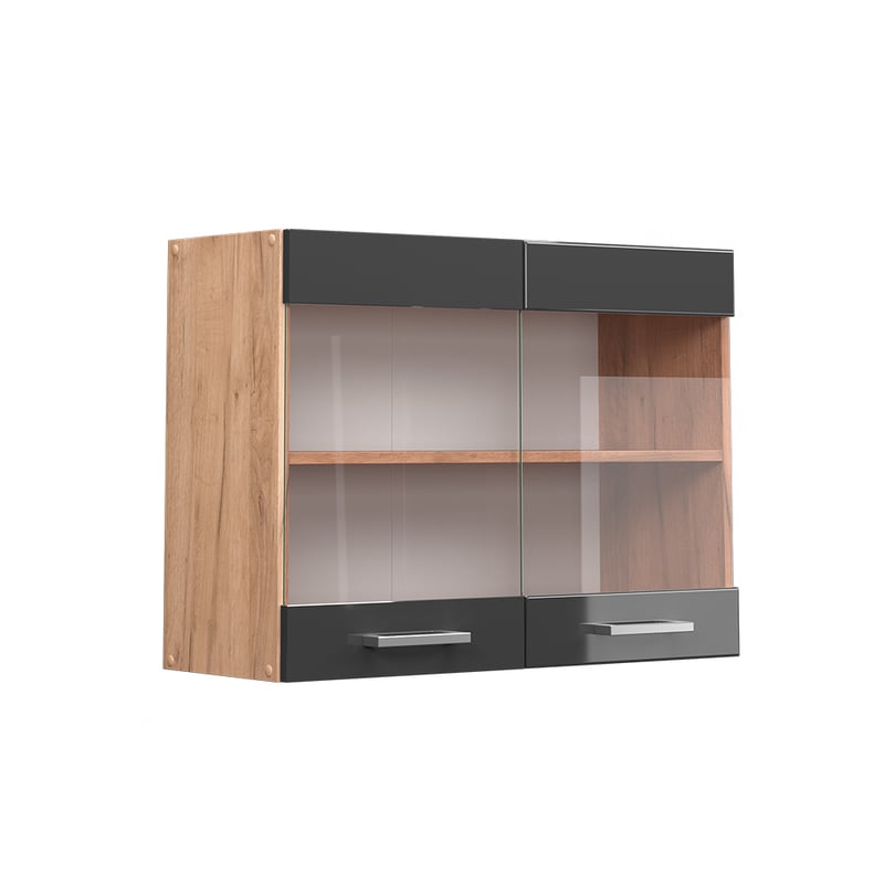 Vicco Szklana szafka kuchenna R-Line, Antracyt wysoki połysk, 80 cm