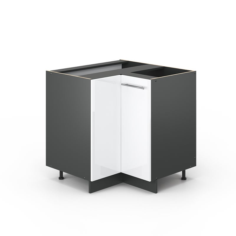 Vicco Szafka narożna Fame-Line, Biały wysoki połysk, 80.5 cm bez blatu roboczego