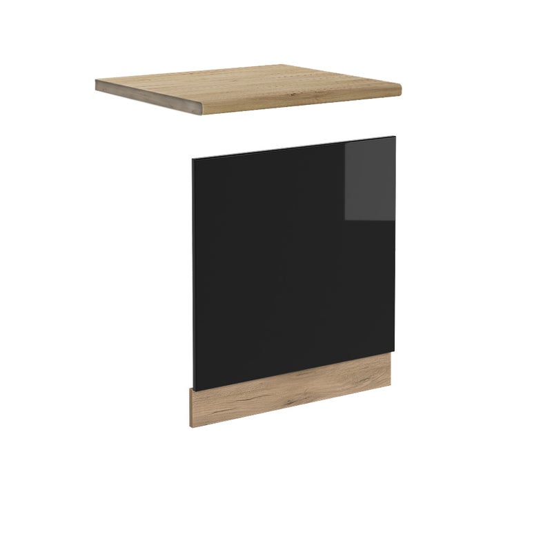 Vicco Panel przedni R-Line, Czarny wysoki połysk, 60 cm , BP Dąb