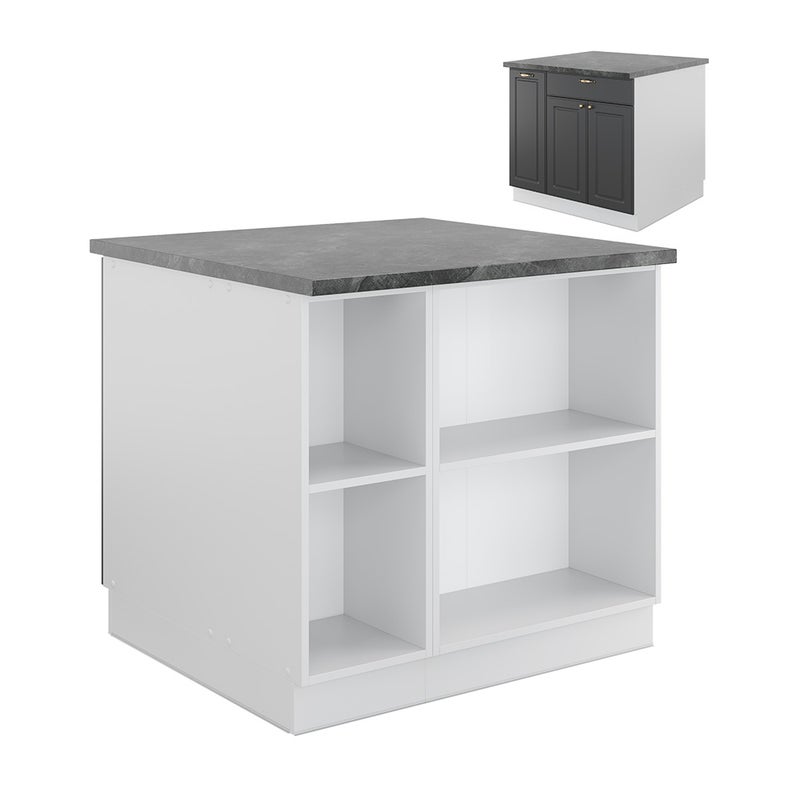 Vicco Wyspa kuchenna Fame-Line, Antracytowo-złoto-biały, 90 cm z szufladą, bez blatu roboczego