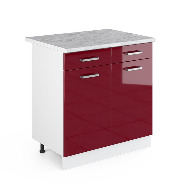 Vicco Szafka dolna do kuchni R-Line, Czerwony połysk, 80 cm , BP Marmur