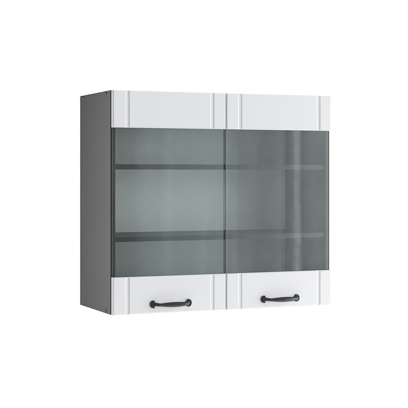 Vicco Szklana szafka kuchenna Fame-Line, Biały domek wiejski, 80 cm