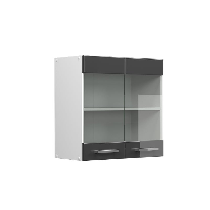 Vicco Szklana szafka kuchenna R-Line, Antracyt wysoki połysk, 60 cm