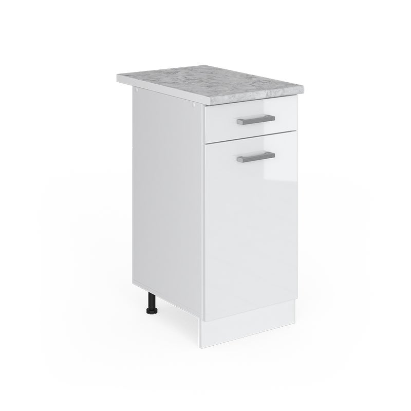 Vicco Szafka dolna do kuchni R-Line, Biały wysoki połysk, 40 cm , BP Marmur