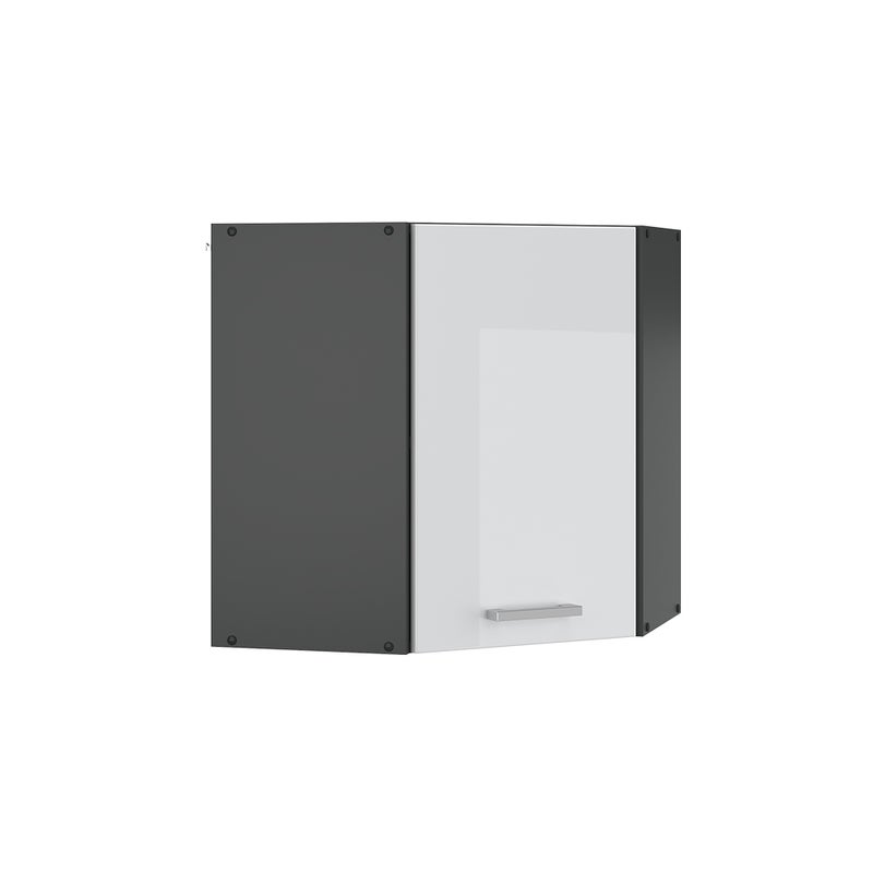 Vicco Szafka wisząca narożna R-Line, Biały wysoki połysk, 57 cm