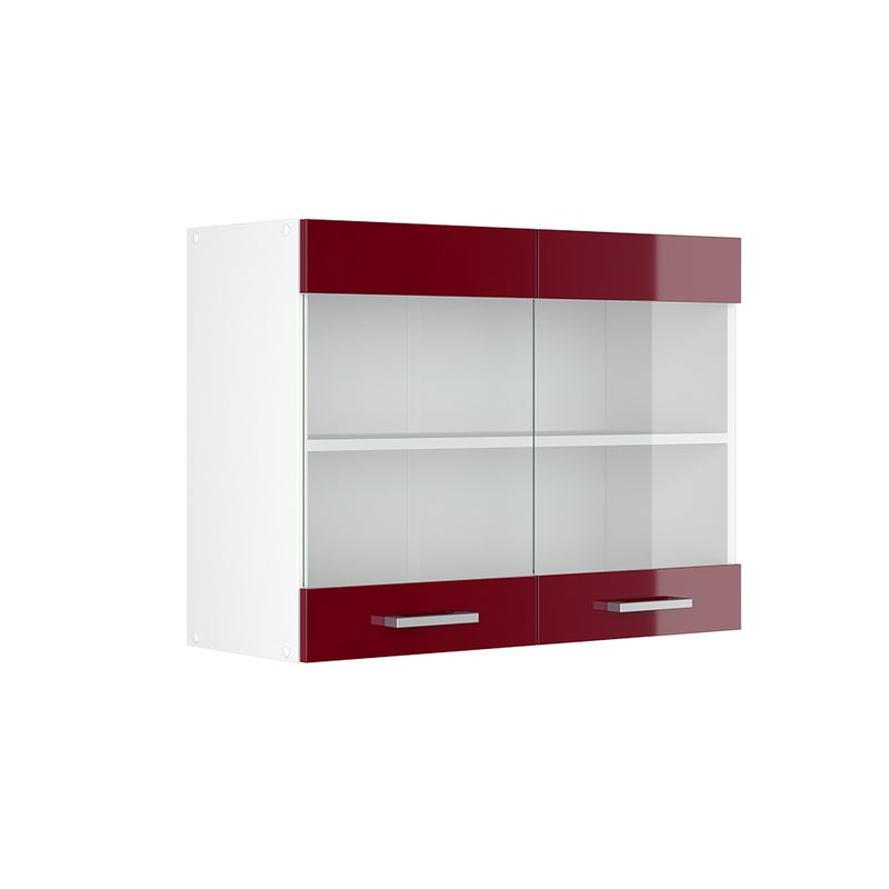 Vicco Szklana szafka kuchenna R-Line, Czerwony połysk, 80 cm