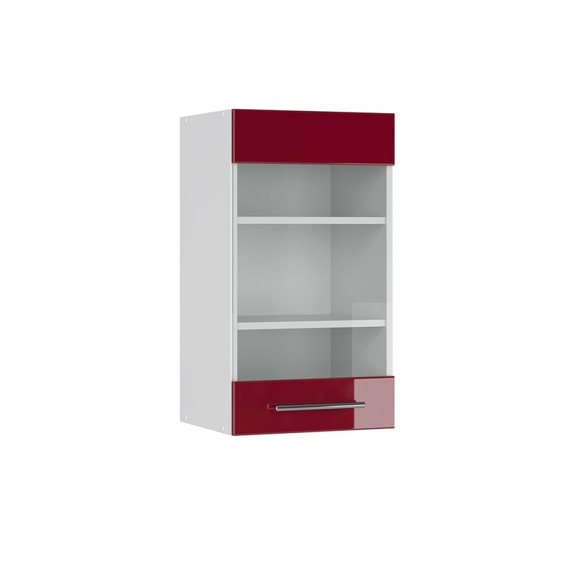 Vicco Szklana szafka kuchenna Fame-Line, Bordowa Czerwień wysoki połysk, 40 cm