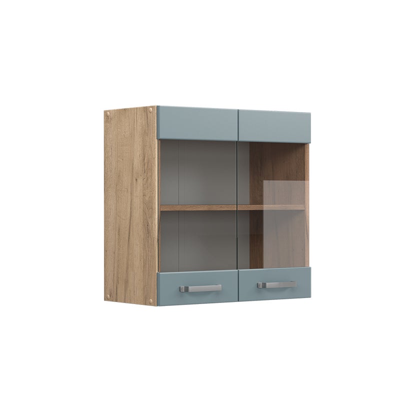 Vicco Szklana szafka kuchenna R-Line, Niebiesko-szary, 60 cm