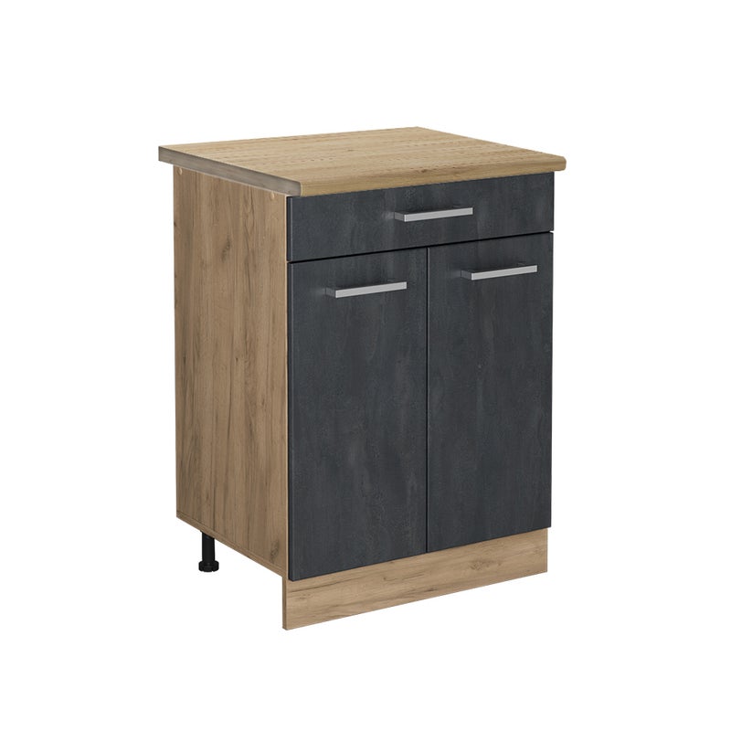 Vicco Szafka dolna do kuchni R-Line, Czarny beton, 60 cm BP Dąb
