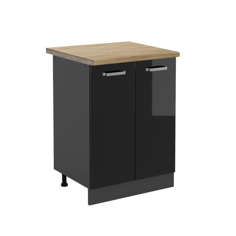 Vicco Szafki kuchenne R-Line, Czarny wysoki połysk, 60 cm , BP Dąb