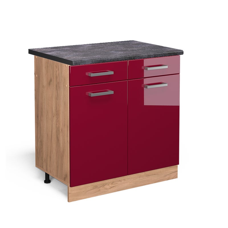 Vicco Szafka dolna do kuchni R-Line, Czerwony połysk, 80 cm , BP Antracyt