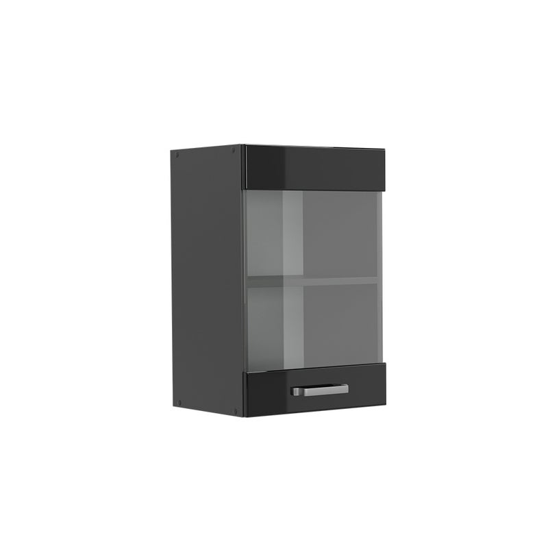 Vicco Szklana szafka kuchenna R-Line, Czarny wysoki połysk, 40 cm