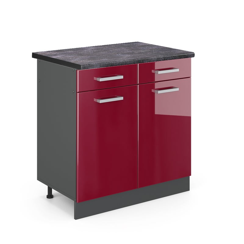 Vicco Szafka dolna do kuchni R-Line, Czerwony połysk, 80 cm , BP Antracyt