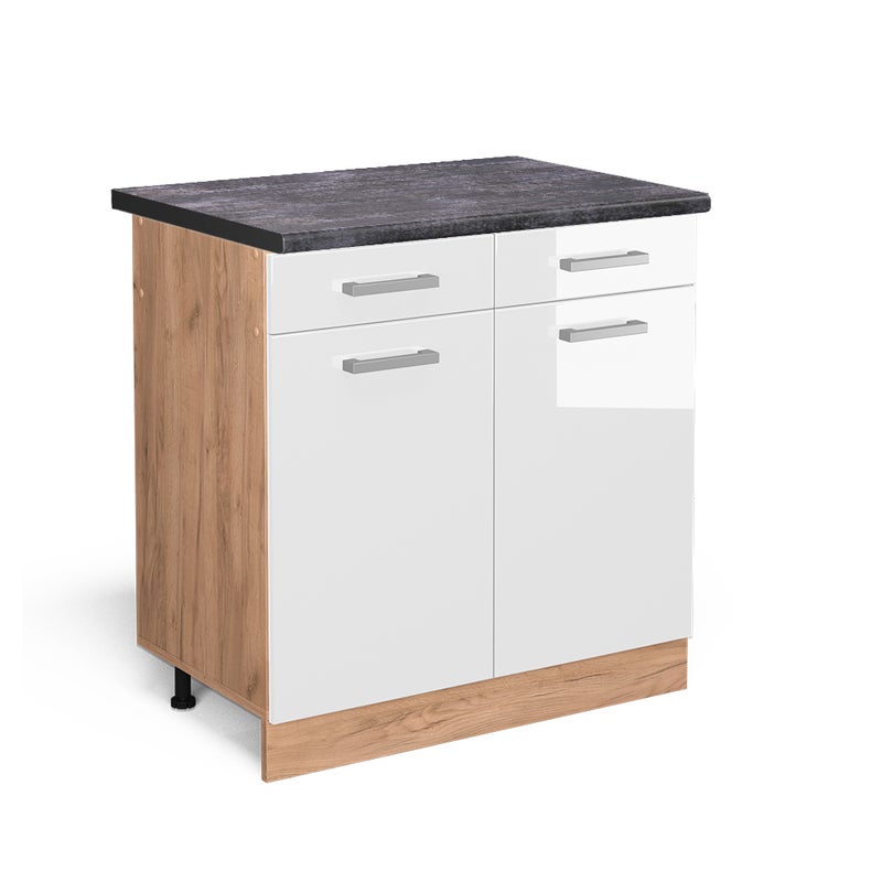 Vicco Szafka dolna do kuchni R-Line, Biały wysoki połysk, 80 cm , BP Antracyt
