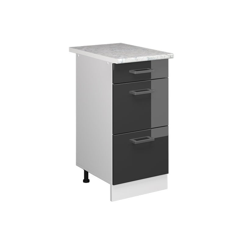 Vicco Szafka dolna do kuchni R-Line, Antracyt wysoki połysk, 40 cm z szufladami BR Marmur