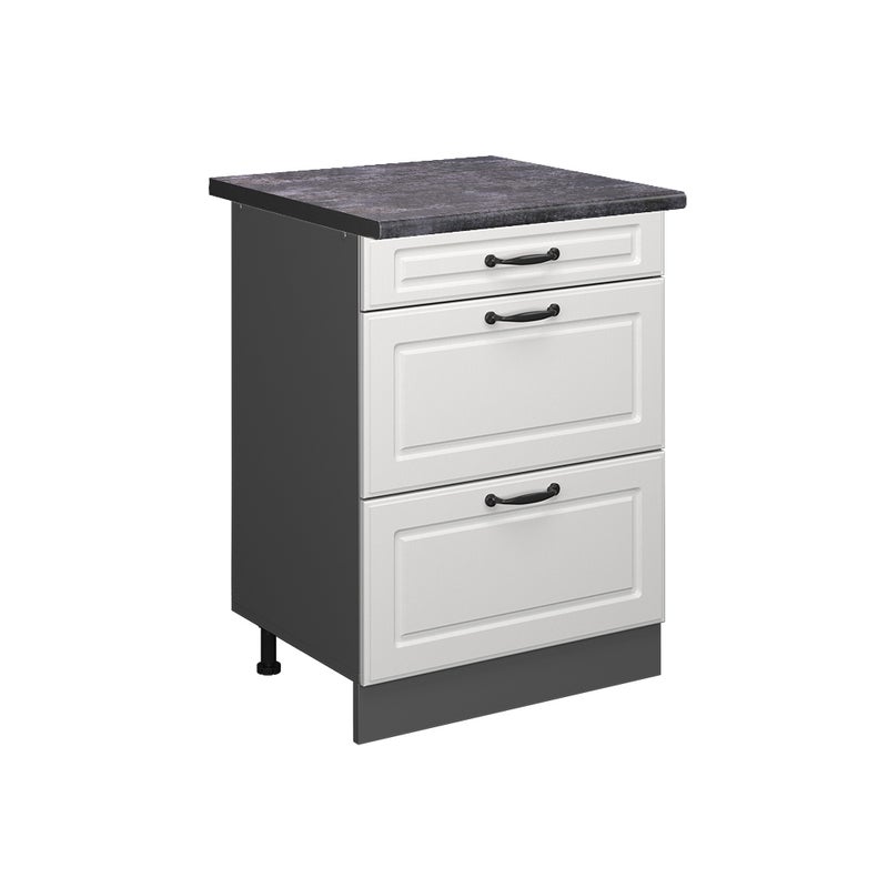 Vicco Szafka dolna do kuchni R-Line, Biały domek wiejski, 60 cm z szufladami, BP Antracyt
