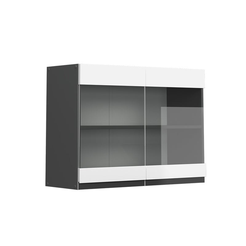 Vicco Szklana szafka kuchenna R-Line, Biały, 80 cm J-Shape