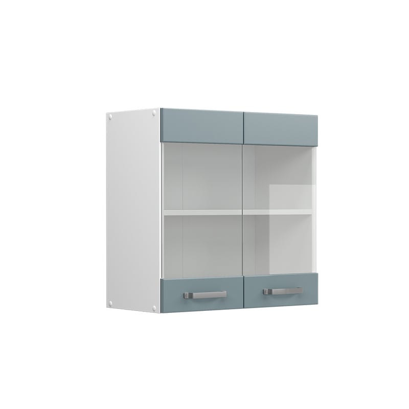 Vicco Szklana szafka kuchenna R-Line, Niebiesko-szary, 60 cm