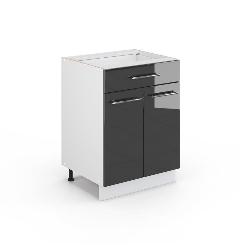 Vicco Szafka dolna do kuchni Fame-Line, Antracyt wysoki połysk, 60 cm z szufladą, bez blatu roboczego
