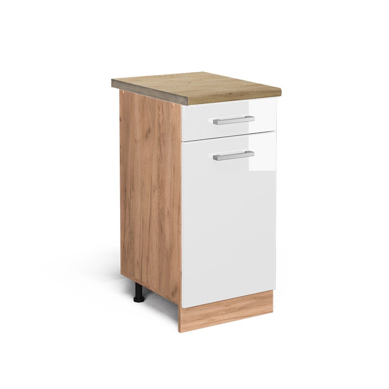 Vicco Szafka dolna do kuchni R-Line, Biały wysoki połysk, 40 cm , BP Dąb