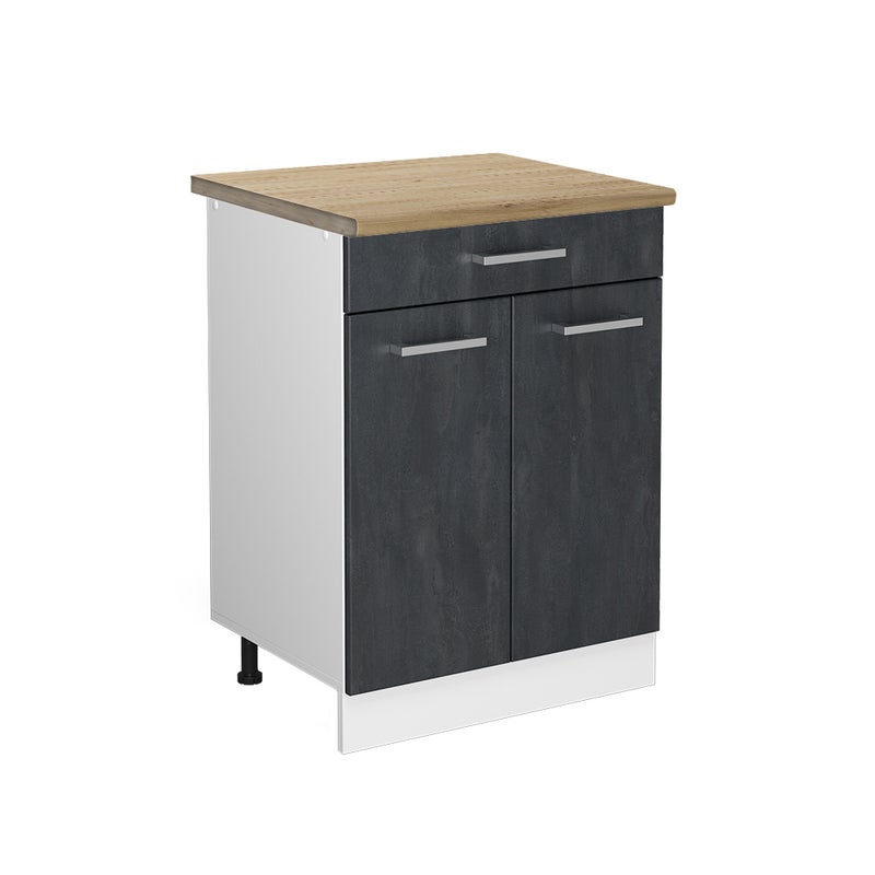 Vicco Szafka dolna do kuchni R-Line, Czarny beton, 60 cm BP Dąb