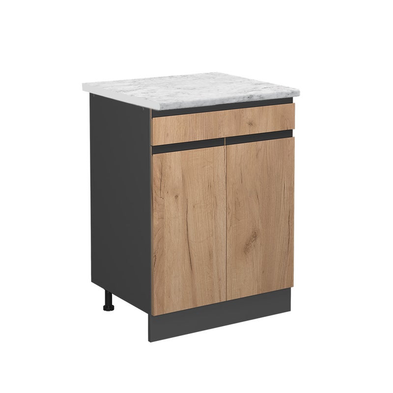 Vicco Szafka dolna do kuchni R-Line, Złoty dąb energetyczny, 60 cm J-Shape AP Marble