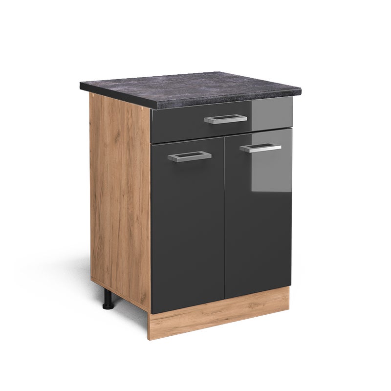 Vicco Szafka dolna do kuchni R-Line, Antracyt wysoki połysk, 60 cm z szufladą, BP Antracyt