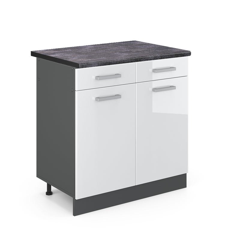 Vicco Szafka dolna do kuchni R-Line, Biały wysoki połysk, 80 cm , BP Antracyt