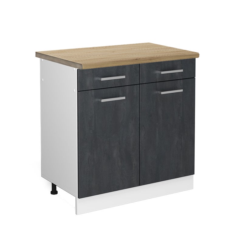 Vicco Szafka dolna do kuchni R-Line, Czarny beton, 80 cm BP Dąb