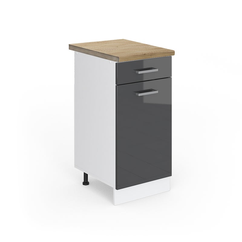 Vicco Szafka dolna do kuchni R-Line, Antracyt wysoki połysk, 40 cm , BP Dąb