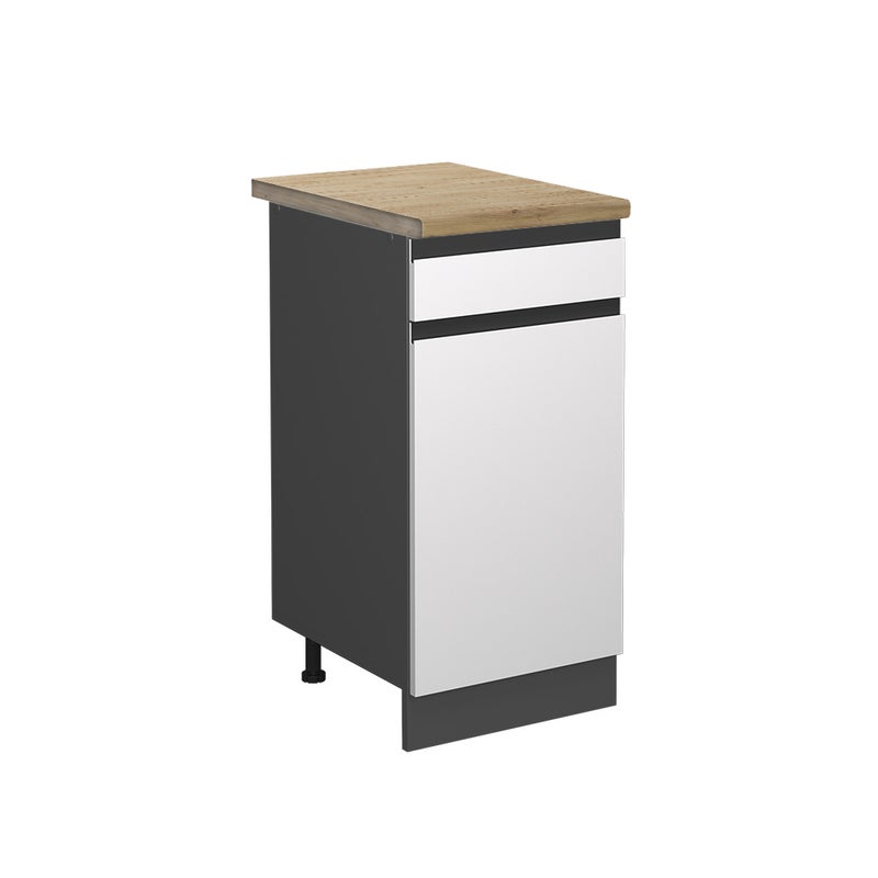 Vicco Szafka dolna do kuchni R-Line, Biały, 40 cm J-Shape, BP Dąb