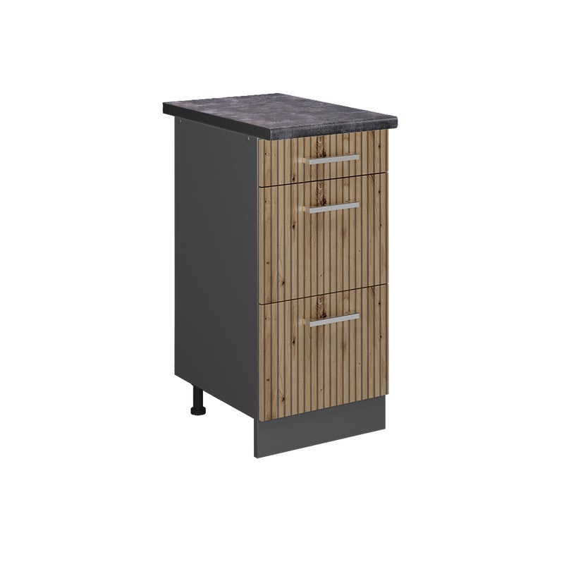 Vicco Szafka dolna do kuchni R-Line, Dąb rzemieślniczy, 40 cm z szufladami, BP Antracyt