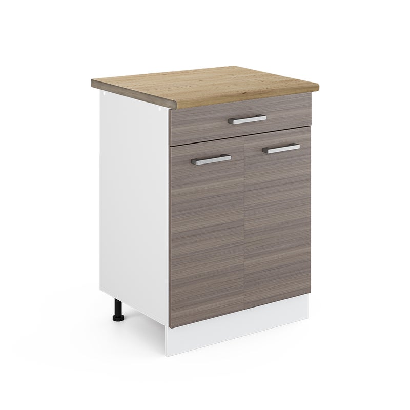 Vicco Szafka dolna do kuchni R-Line, Szlachetna szarość, 60 cm z szufladą, BP Dąb