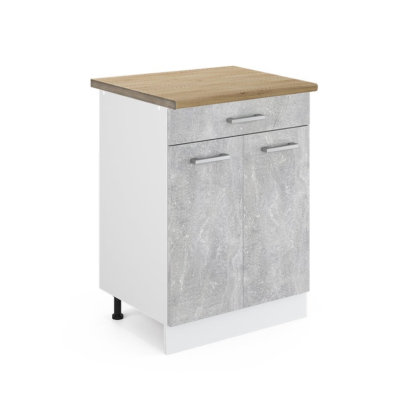 Vicco Szafka dolna do kuchni R-Line, Beton, 60 cm z szufladą, BP Dąb