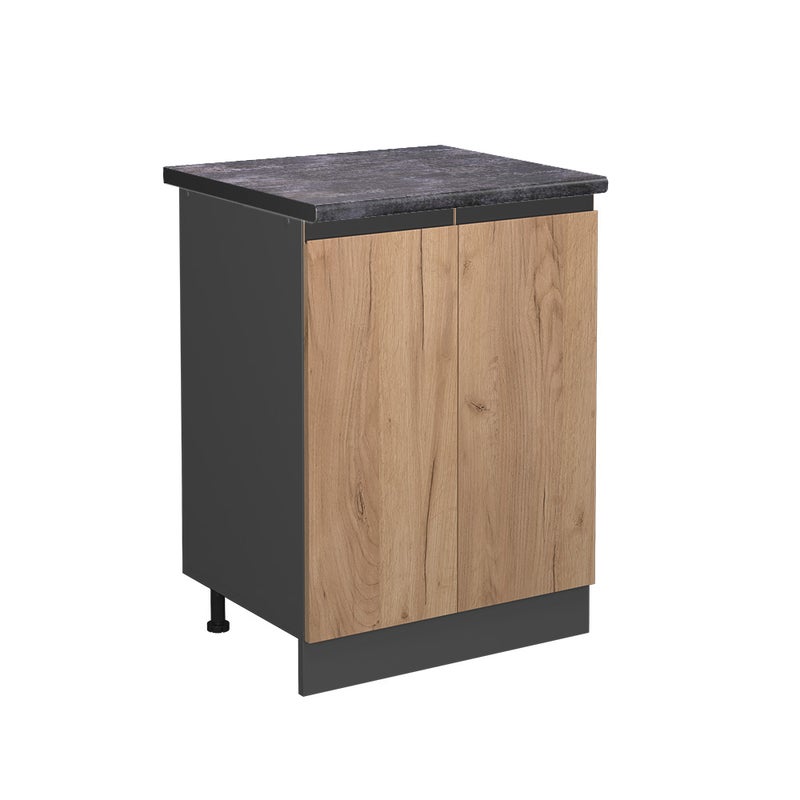 Vicco Szafki kuchenne R-Line, Złoty dąb energetyczny, 60 cm J-Shape, BP Antracyt