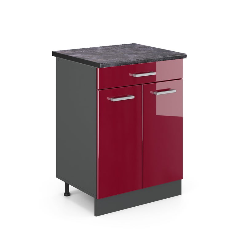 Vicco Szafka dolna do kuchni R-Line, Czerwony połysk, 60 cm , BP Antracyt
