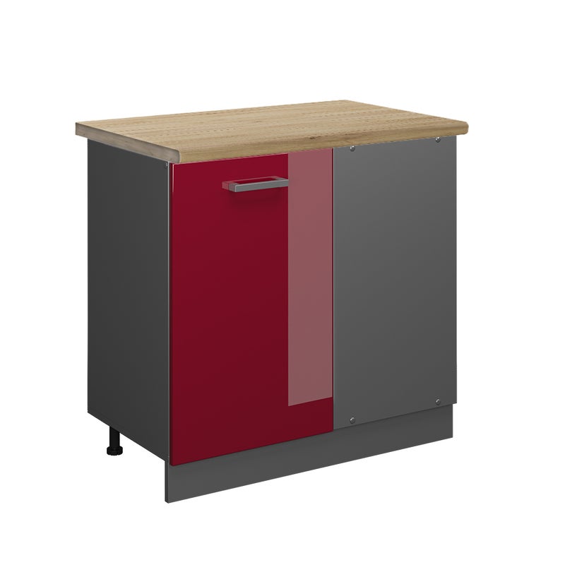 Vicco Szafka narożna R-Line, Czerwony połysk, 86 cm , BP Dąb