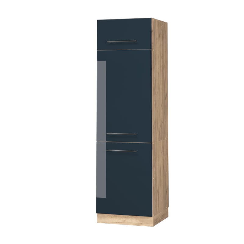 Vicco Szafka na lodówkę Fame-Line, Ciemnoniebieski wysoki połysk, 60 cm