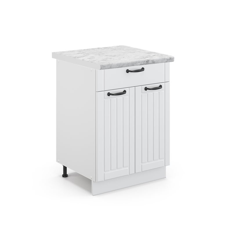 Vicco Szafka dolna do kuchni Fame-Line, Biały domek wiejski, 60 cm z szufladą, BP Marmur