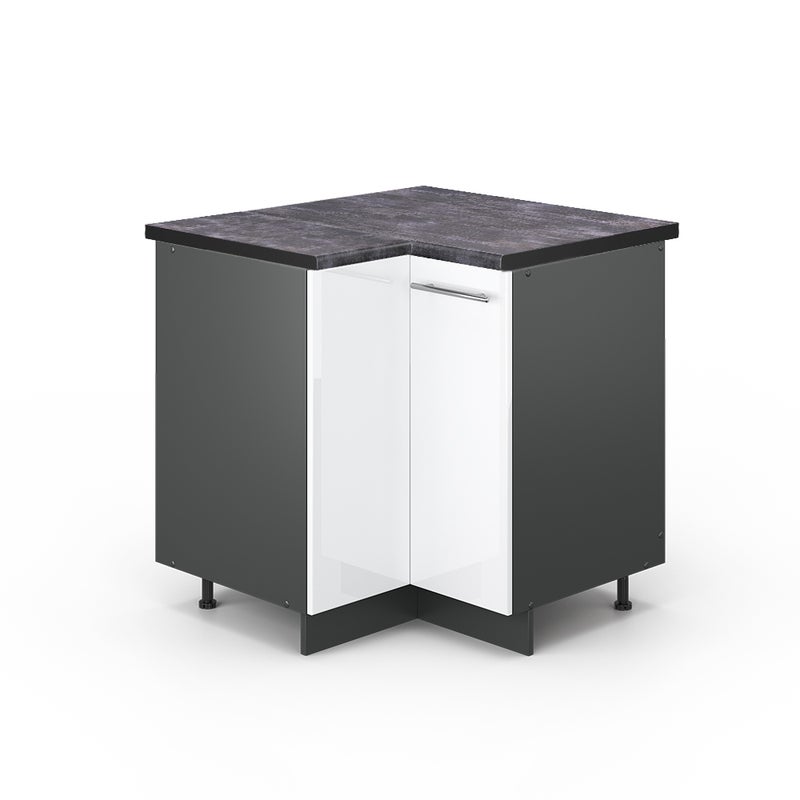 Vicco Szafka narożna Fame-Line, Biały wysoki połysk, 80.5 cm , BP Antracyt