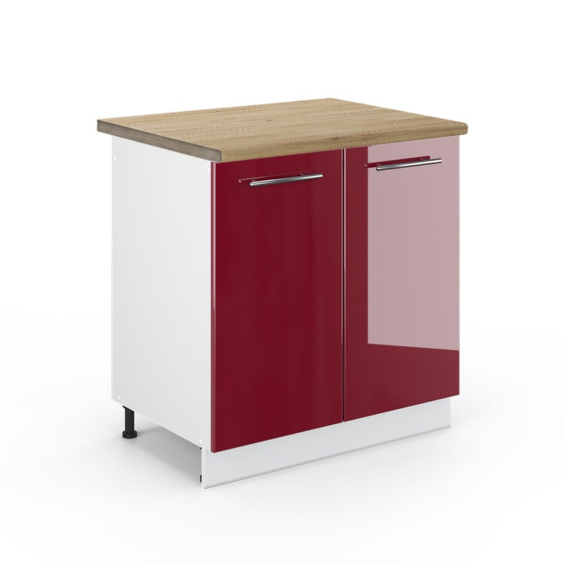 Vicco Szafka pod zlew Fame-Line, Bordowa Czerwień wysoki połysk, 80 cm , BP Dąb