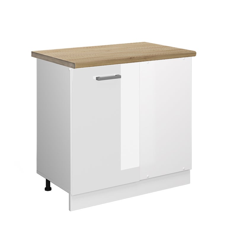 Vicco Szafka narożna R-Line, Biały wysoki połysk, 86 cm , BP Dąb
