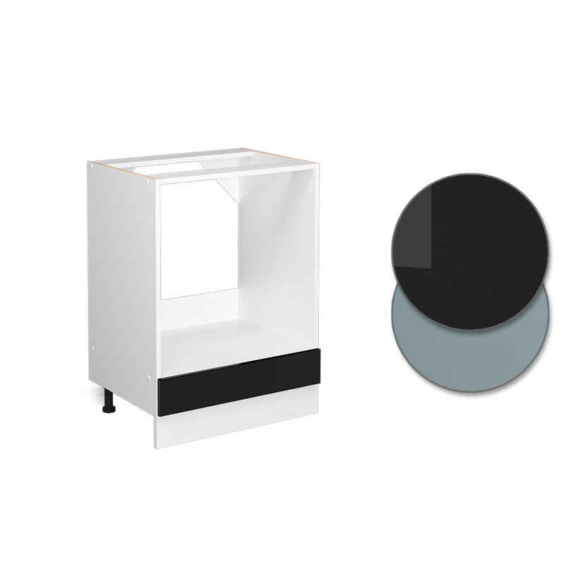 Vicco Szafka kuchenna R-Line, Czarny wysoki połysk, 60 cm , BP Dąb