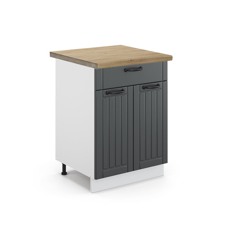 Vicco Szafka dolna do kuchni Fame-Line, Antracytowy domek wiejski, 60 cm z szufladą, BP Dąb
