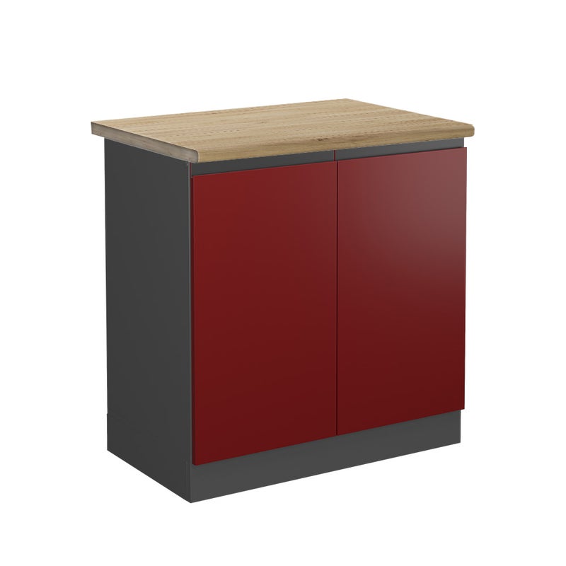Vicco Szafka pod zlew R-Line, Czerwony, 80 cm J-Shape, BP Dąb