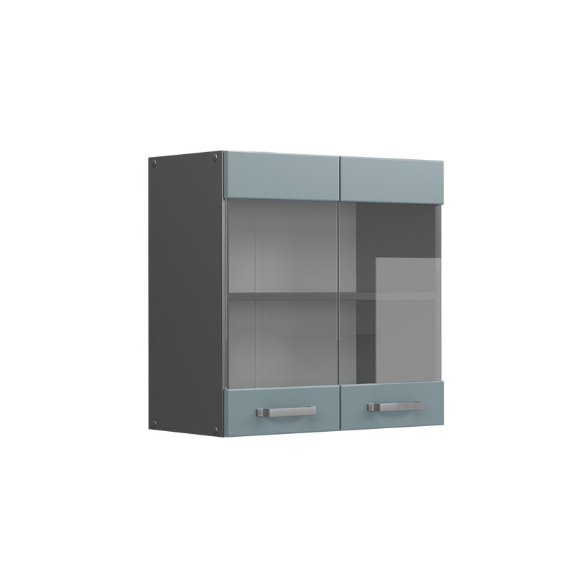 Vicco Szklana szafka kuchenna R-Line, Niebiesko-szary, 60 cm